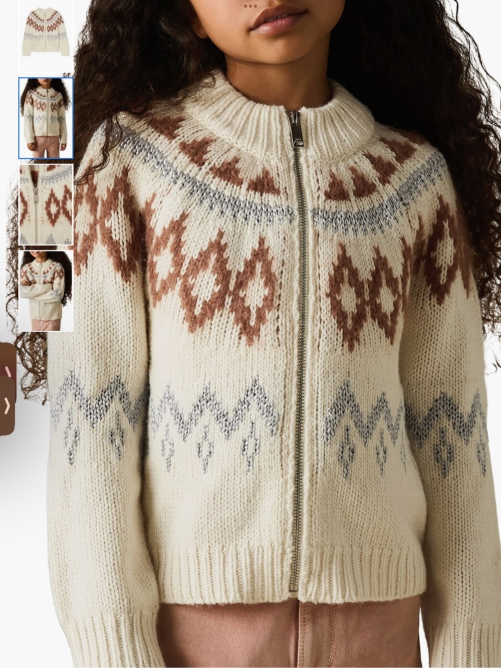 Reiss Kids' Ella Jr. Fair Isle Cardigan, size 5-6 Little Kid